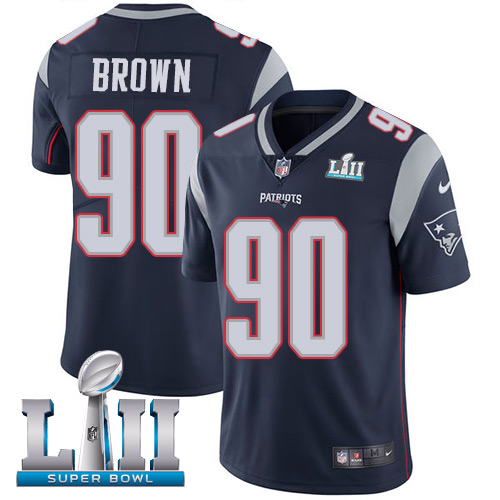 Nike Patriots #90 Malcom Brown Navy Blue Team Color Super Bowl LII Youth Stitched NFL Vapor Untouchable Limited Jersey